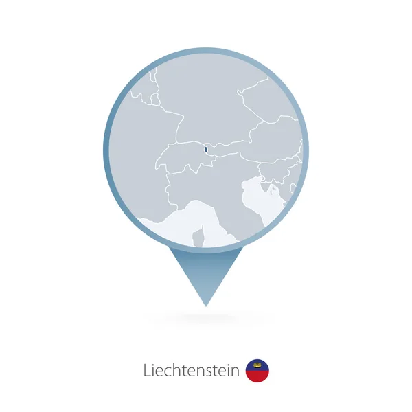 Pin na mapie szczegółowej mapie Liechtensteinu i krajów sąsiednich — Wektor stockowy