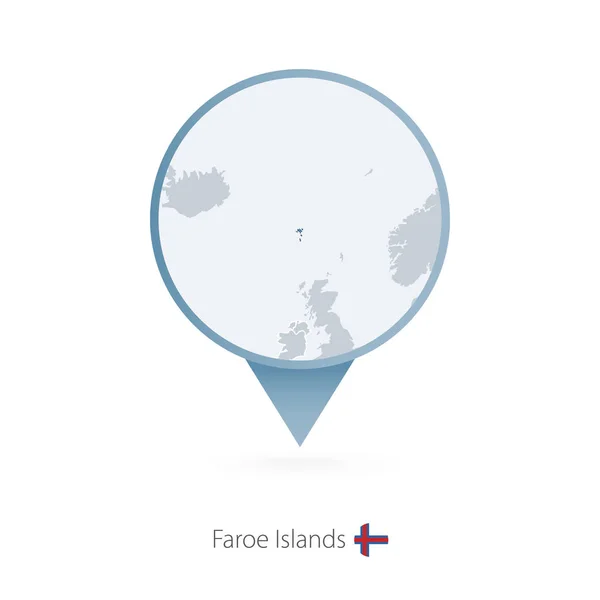 Булавка с детальной картой Фарерских островов и соседних стран — стоковый вектор