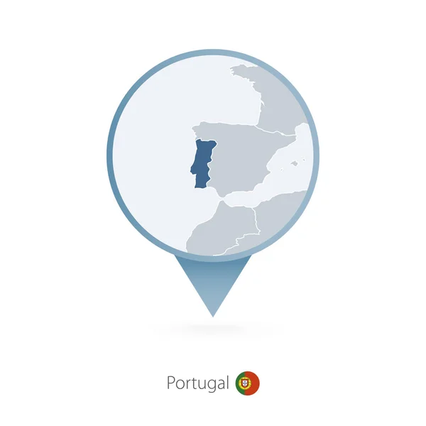 Kaart pin met gedetailleerde kaart van Portugal en naburige landen. Rechtenvrije Stockvectors