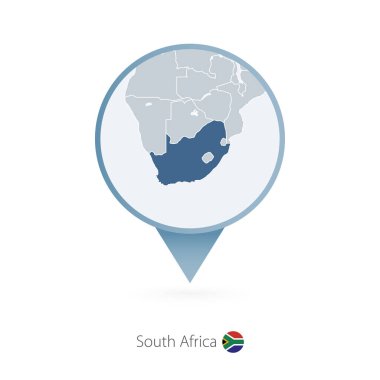 Harita iğne ile Güney Afrika ve komşu ülkelere Detaylı Haritası.