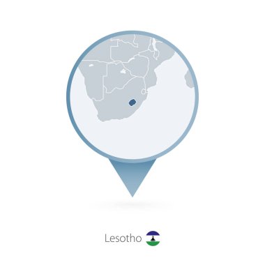 Lesotho ve komşu ülkelere Detaylı Haritası harita iğne.