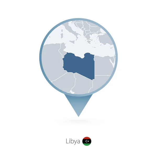 Harita iğne ile Libya ve komşu ülkelere Detaylı Haritası. — Stok Vektör