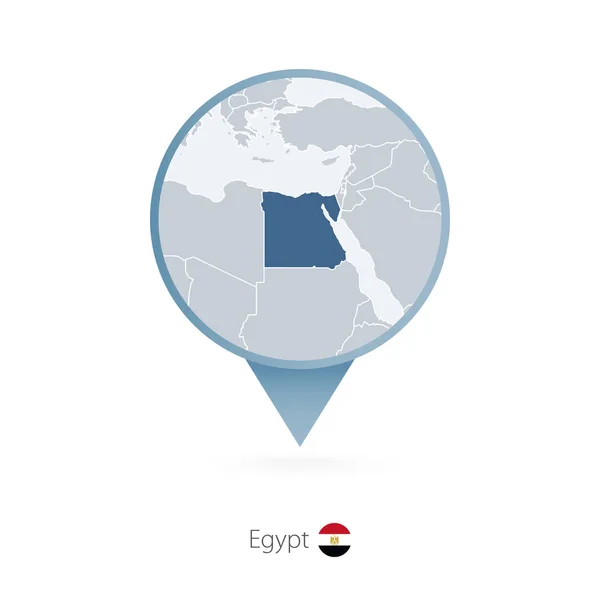 Pin de mapa con mapa detallado de Egipto y países vecinos . — Vector de stock