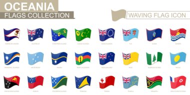 Bayrak simgesini, alfabetik olarak sıralınmış Oceania ülkelerin bayrakları sallayarak
