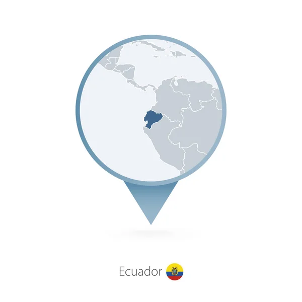 Pin de mapa con mapa detallado de Ecuador y países vecinos . — Vector de stock