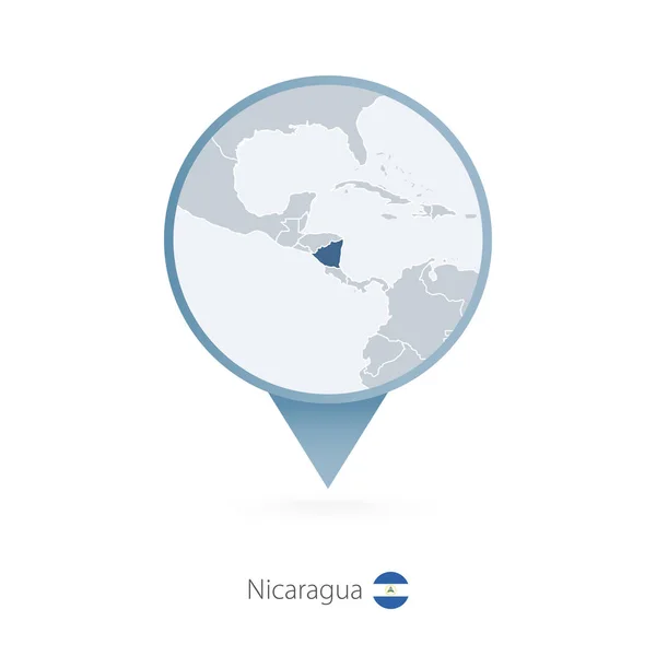 Pino de mapa com mapa detalhado de Nicarágua e países vizinhos —  Vetores de Stock