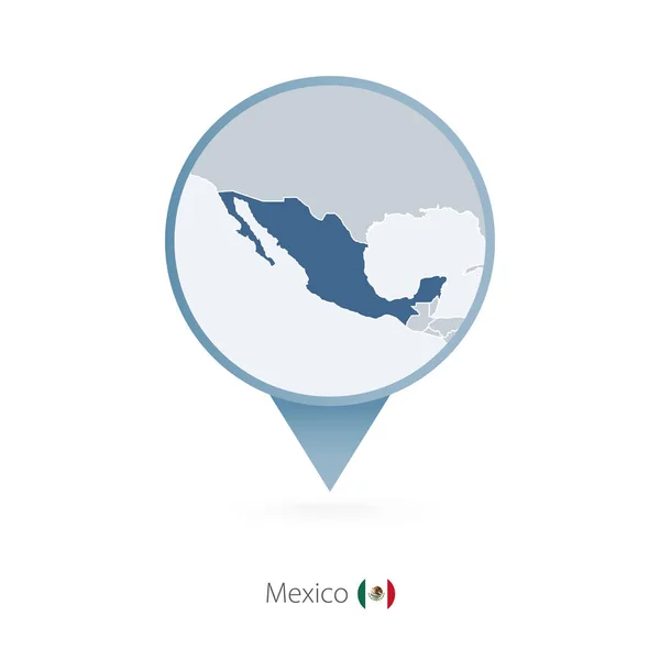 Pino de mapa com mapa detalhado de México e países vizinhos . — Vetor de Stock