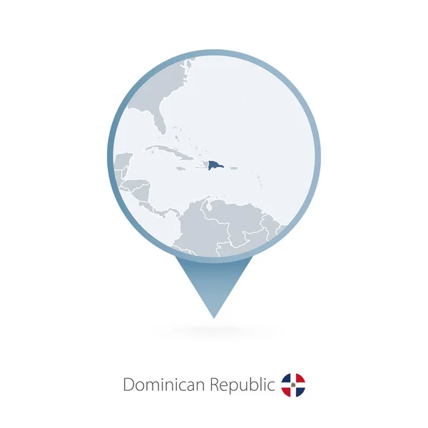 Pin de mapa con mapa detallado de República Dominicana y países vecinos . — Archivo Imágenes Vectoriales