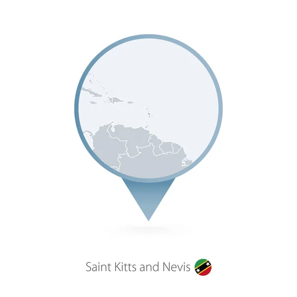 Pin de mapa con mapa detallado de San Cristóbal y Nieves y países vecinos . — Vector de stock