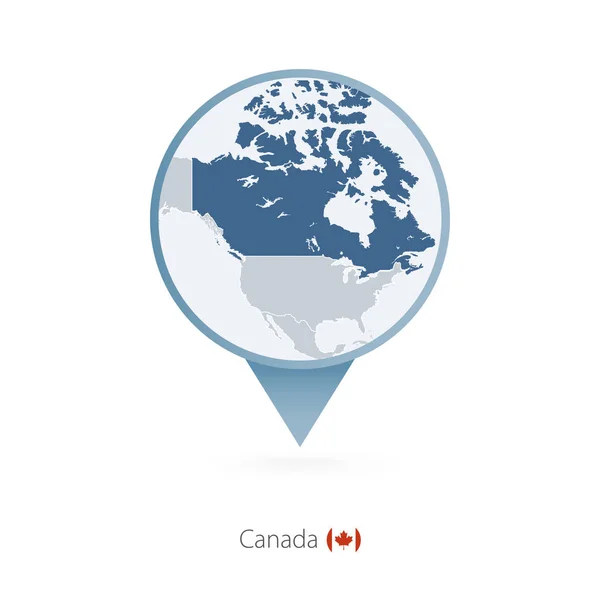 Épinglette de carte avec carte détaillée du Canada et des pays voisins . — Image vectorielle