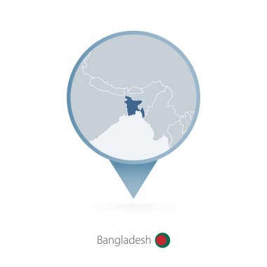 Harita iğne ile Bangladeş ve komşu otoyolu Detaylı Haritası