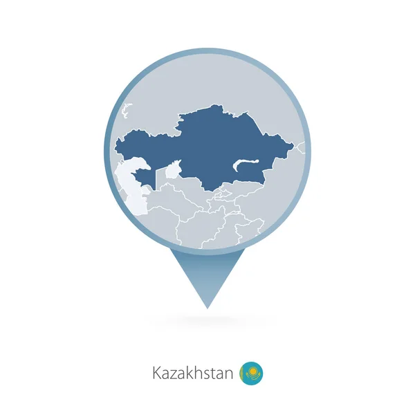 カザフスタンと近隣の国々 の詳細地図と地図のピン — ストックベクタ