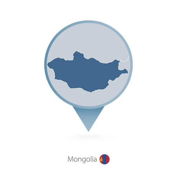 Pin de mapa con mapa detallado de Mongolia y países vecinos . — Vector de stock