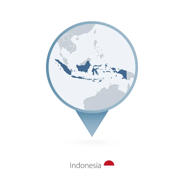 地图别针与印度尼西亚和邻国的详细地图 — 图库矢量图片