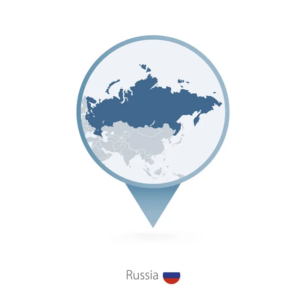 Mappa Pin Con Mappa Dettagliata Russia Paesi Vicini — Vettoriale Stock