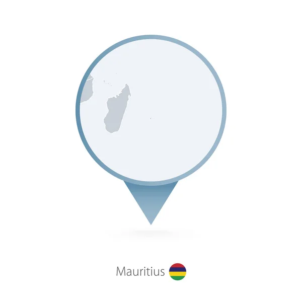Χάρτης καρφίτσα με λεπτομερή χάρτη της Μαυρίκιος και γειτονικές χώρες — Διανυσματικό Αρχείο