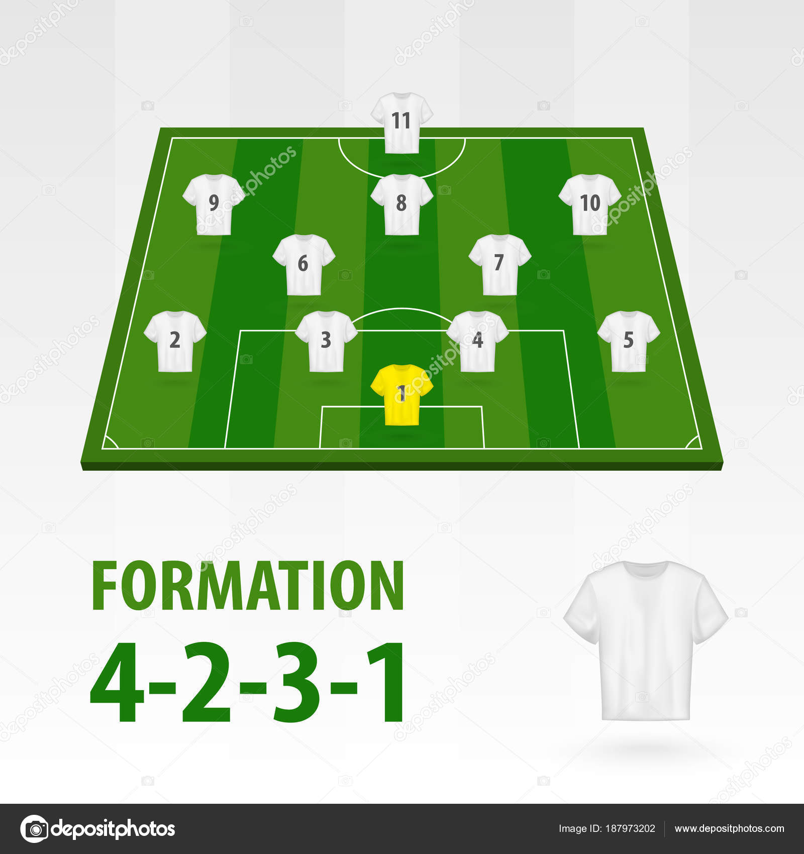 Jogadores de futebol, formação 4-2-3-1. Meio estádio de futebol imagem  vetorial de boldg© 187973202