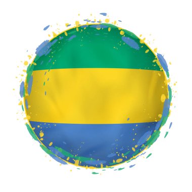 Gabon ile yuvarlak grunge bayrağı bayrak rengini sıçramalarına. 