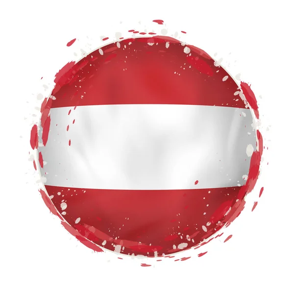 Nieczysty okrągły flaga Austrii z plamy koloru flagi. — Wektor stockowy