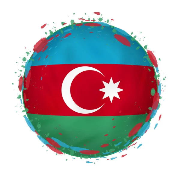 Nieczysty okrągły flaga Azerbejdżanu z plamy koloru flagi. — Wektor stockowy