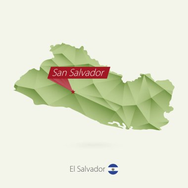 Yeşil degrade düşük Poli sermaye San Salvador El Salvador Haritası