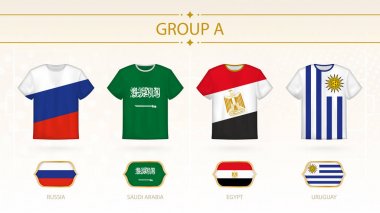 Bayraklar, Grup A takım ile futbol t-shirt.
