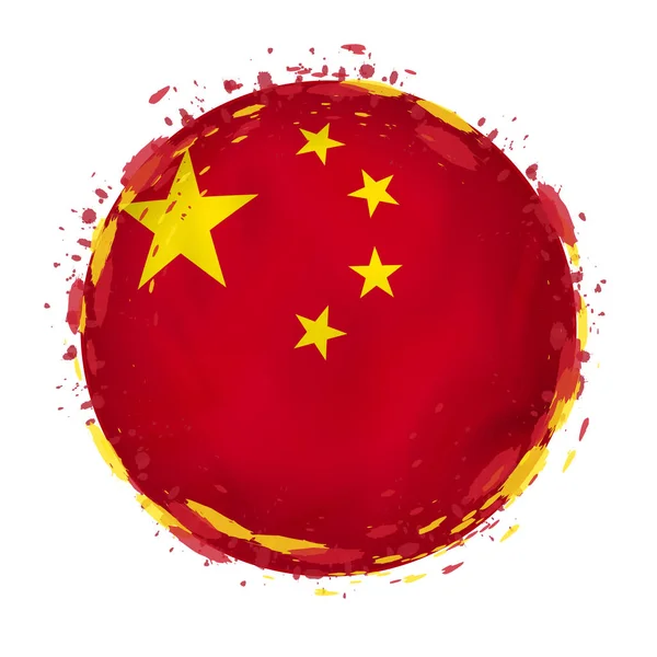 Giro bandiera grunge della Cina con spruzzi di colore della bandiera . — Vettoriale Stock