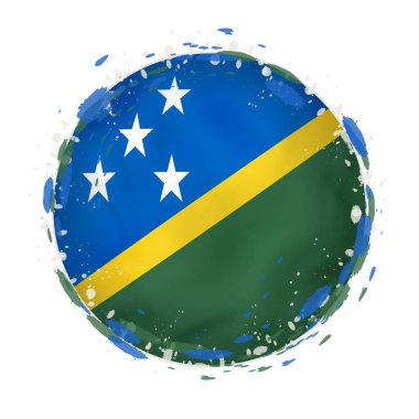 Solomon Adaları ile yuvarlak grunge bayrağı bayrak rengini sıçramalarına