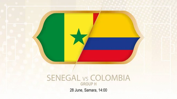 Senegal vs Colombia, Grupo H. Competición de fútbol, Samara . — Vector de stock