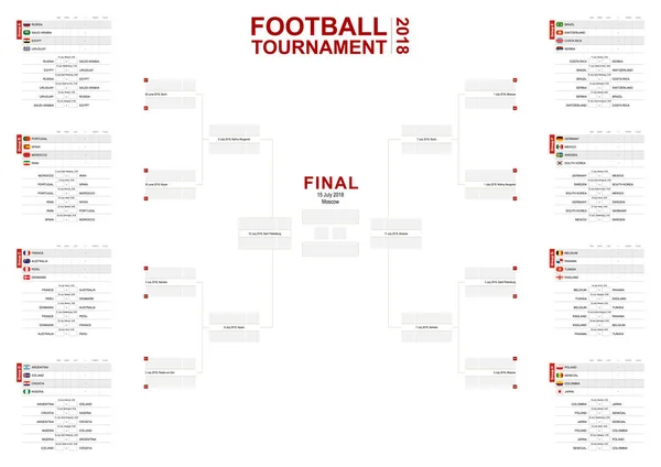 Dünya Kupası 2018 maç programı beyaz arka plan üzerinde.