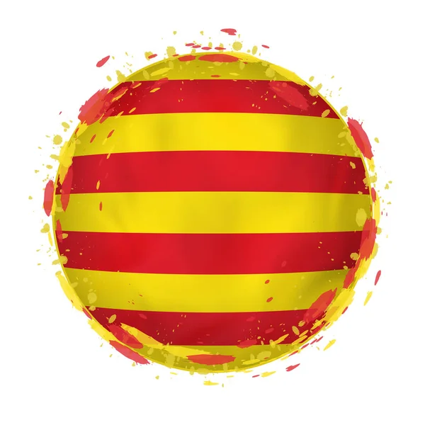 Catalonia ile yuvarlak grunge bayrağı bayrak rengini sıçramalarına. — Stok Vektör
