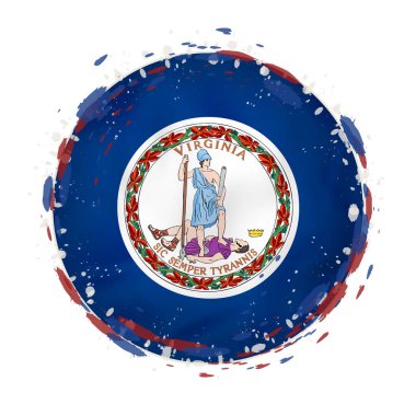 Virginia bizi devlet ile yuvarlak grunge bayrağı bayrak rengini sıçramalarına