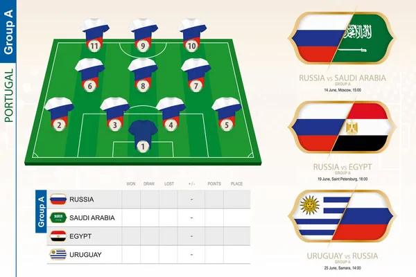 Rusko fotbalový tým infografiku pro turnaj v kopané. — Stockový vektor