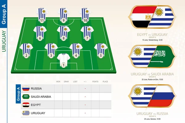 サッカー大会のウルグアイ サッカー チーム インフォ グラフィック. — ストックベクタ