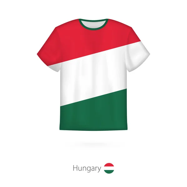 T-shirt design s vlajka Maďarska. — Stockový vektor