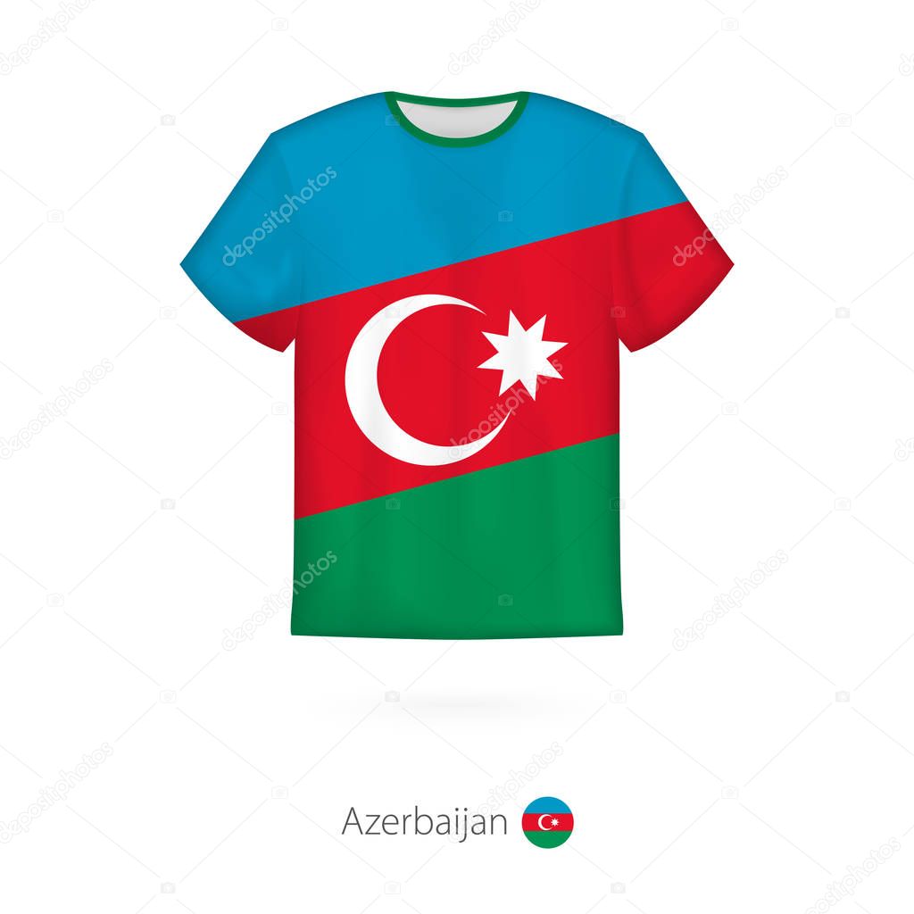 T-shirt design with flag of Azerbaijan.