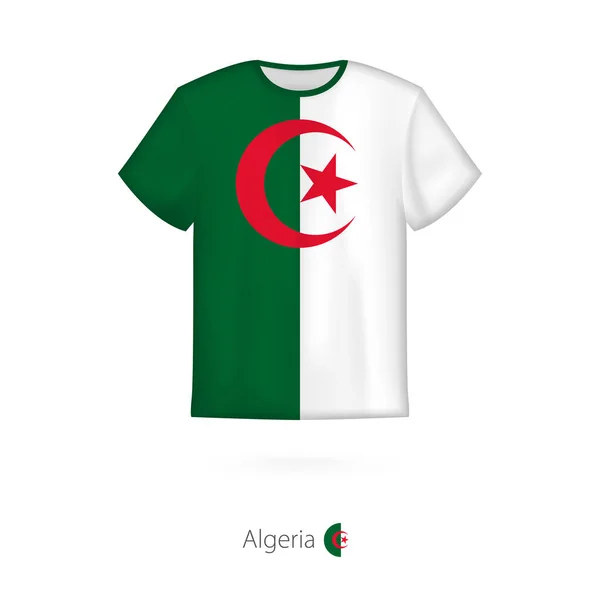 Cezayir bayrağı ile T-shirt tasarım. — Stok Vektör