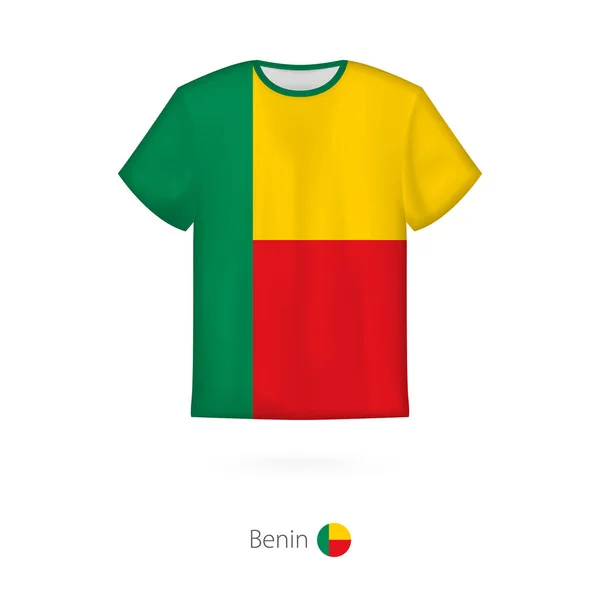 T-shirt design s vlajka Beninu. — Stockový vektor