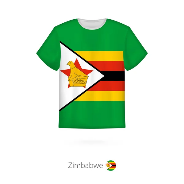 Diseño de camiseta con bandera de Zimbabwe . — Vector de stock