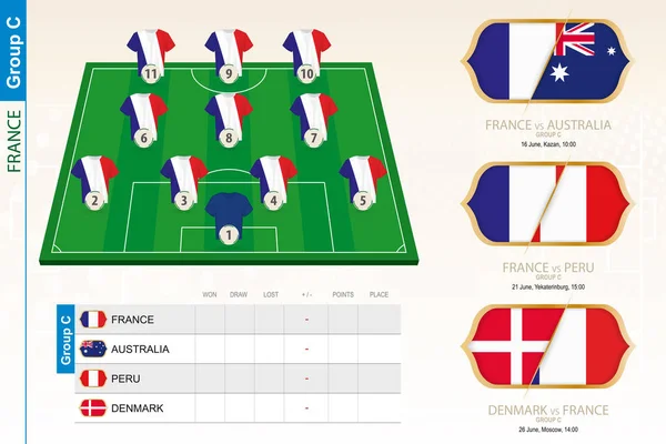 Francia equipo de fútbol infografía para el torneo de fútbol . — Archivo Imágenes Vectoriales