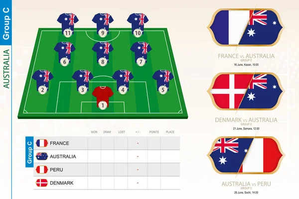 Australia equipo de fútbol infografía para el torneo de fútbol . — Vector de stock