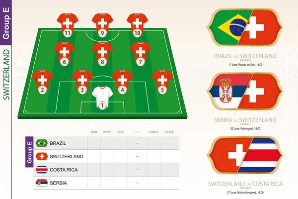 Suiza equipo de fútbol infografía para el torneo de fútbol . — Vector de stock