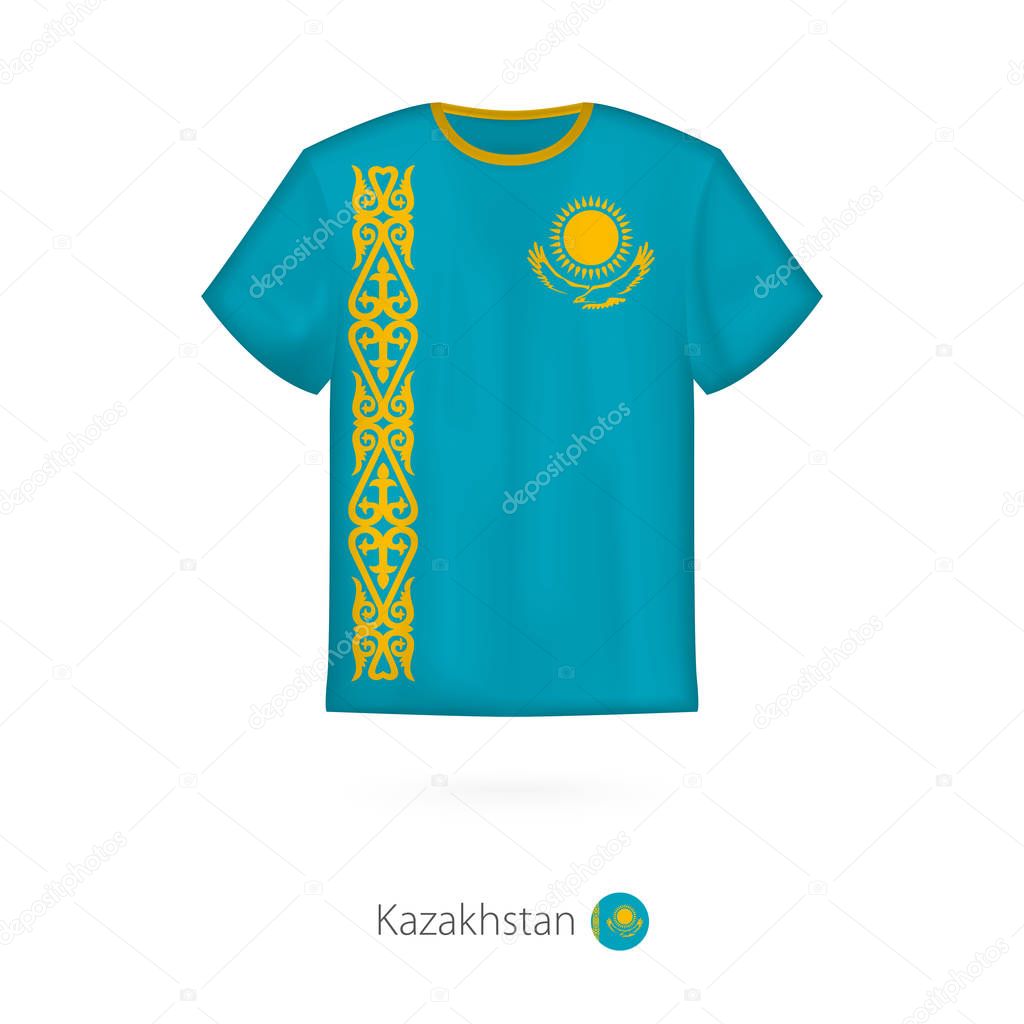 T-shirt design with flag of Kazakhstan
