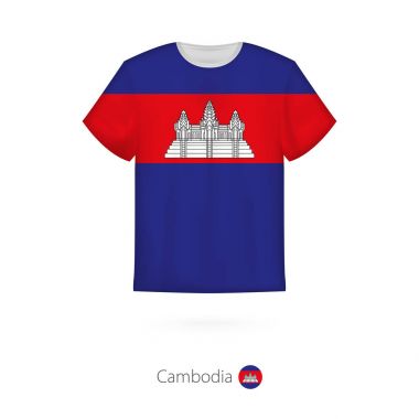 T-shirt tasarım Kamboçya bayrağı ile.