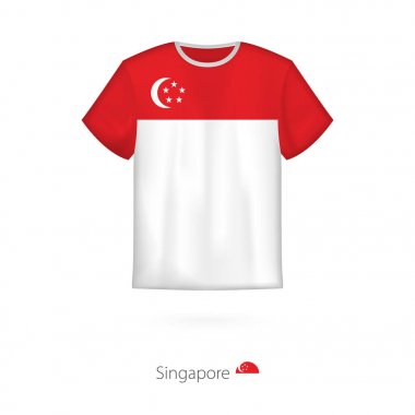 T-shirt tasarım ile Singapur bayrağı.
