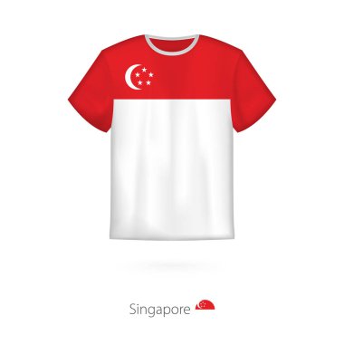 T-shirt tasarım ile Singapur bayrağı.