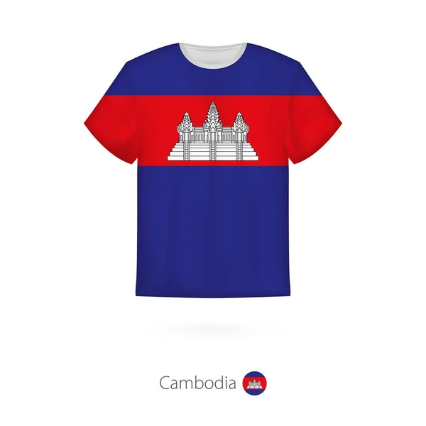 Projekt koszulki z banderą Kambodży. — Wektor stockowy