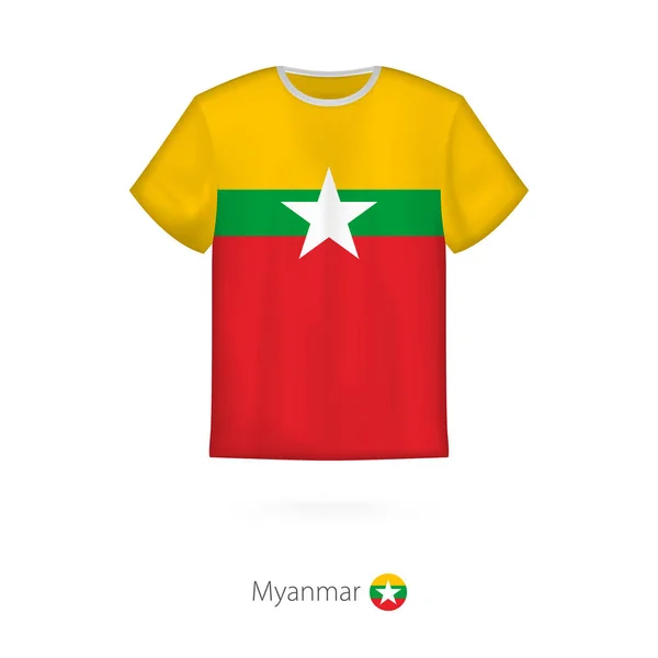 T-shirt design s vlajka Myanmaru — Stockový vektor