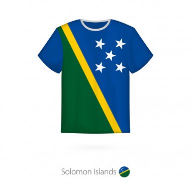 T-shirt design with flag of Solomon Islands. clipart