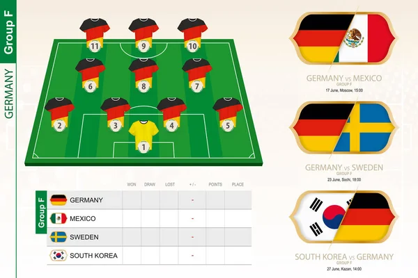 Alemania equipo de fútbol infografía para el torneo de fútbol . — Vector de stock